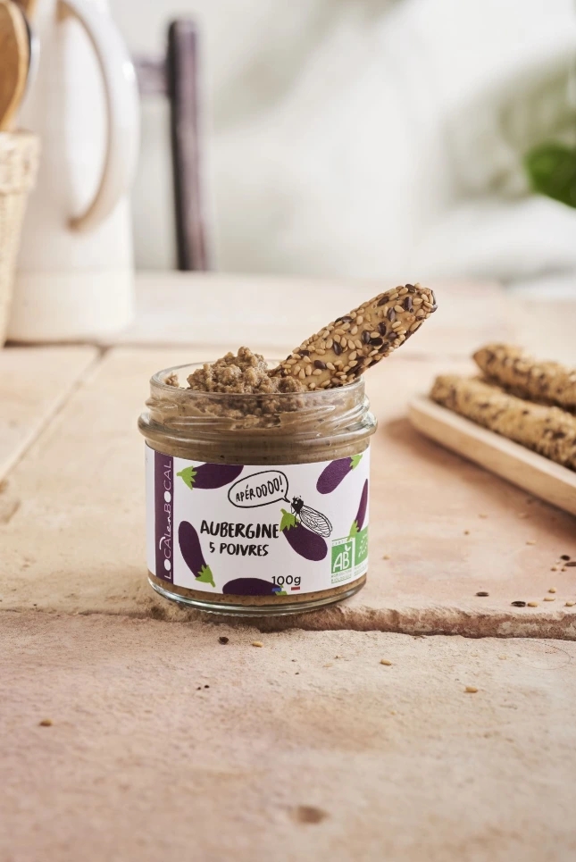 Tartinade aubergine aux cinq poivres Bio - Local en Bocal - 100g